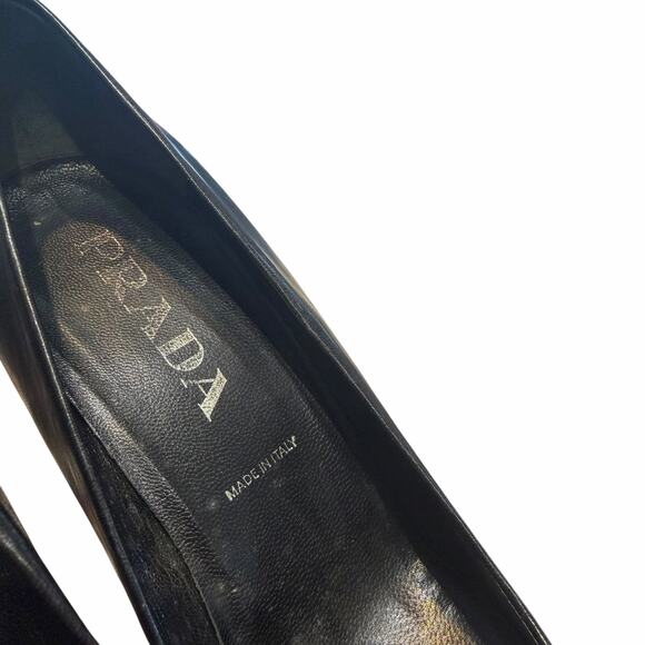 Vintage Prada Black Leather Heels Womens Size 38.5 / US 8.5 AS IS FLAWED - Picture 6 of 11